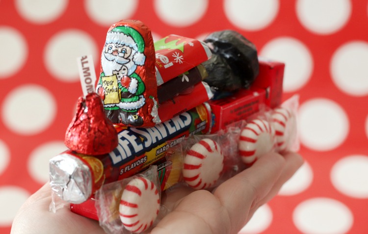 hand holding candy train