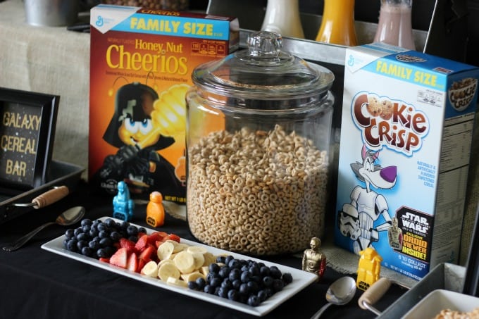 Who doesn't love Stars Movie AND pajamas, AND breakfast? Combine all 3 with a fun Star Wars Pajama Party!  Star Wars™ themed cereals, treats, fresh fruit, and yogurt lightsabers make this a fun and kid-friendly event!
