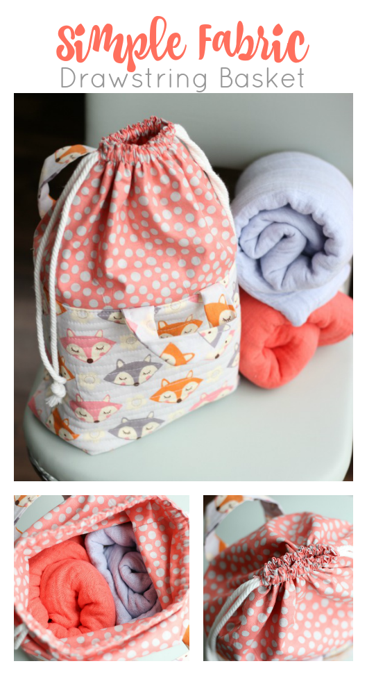 Fabric Basket with an Easy Close Drawstring Tutorial