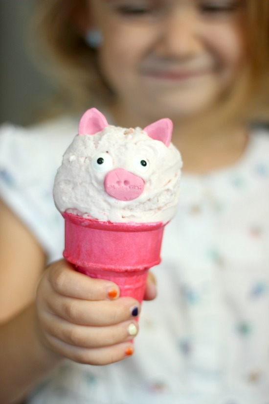 These pink pig ice cream cones are SO easy to make and are a total hit with kids! Here are a collection of ideas to throw a perfectly pink pig farm party for your favorite preschooler!