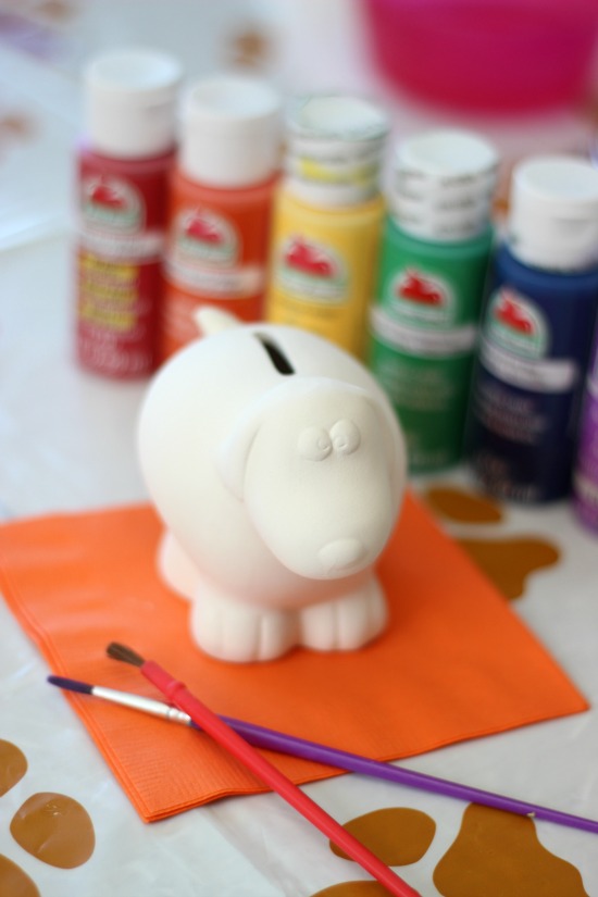 unpainted ceramic piggy banks and paint