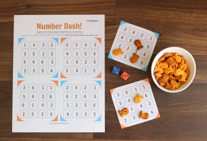 number dash game printable next to cut out game cards