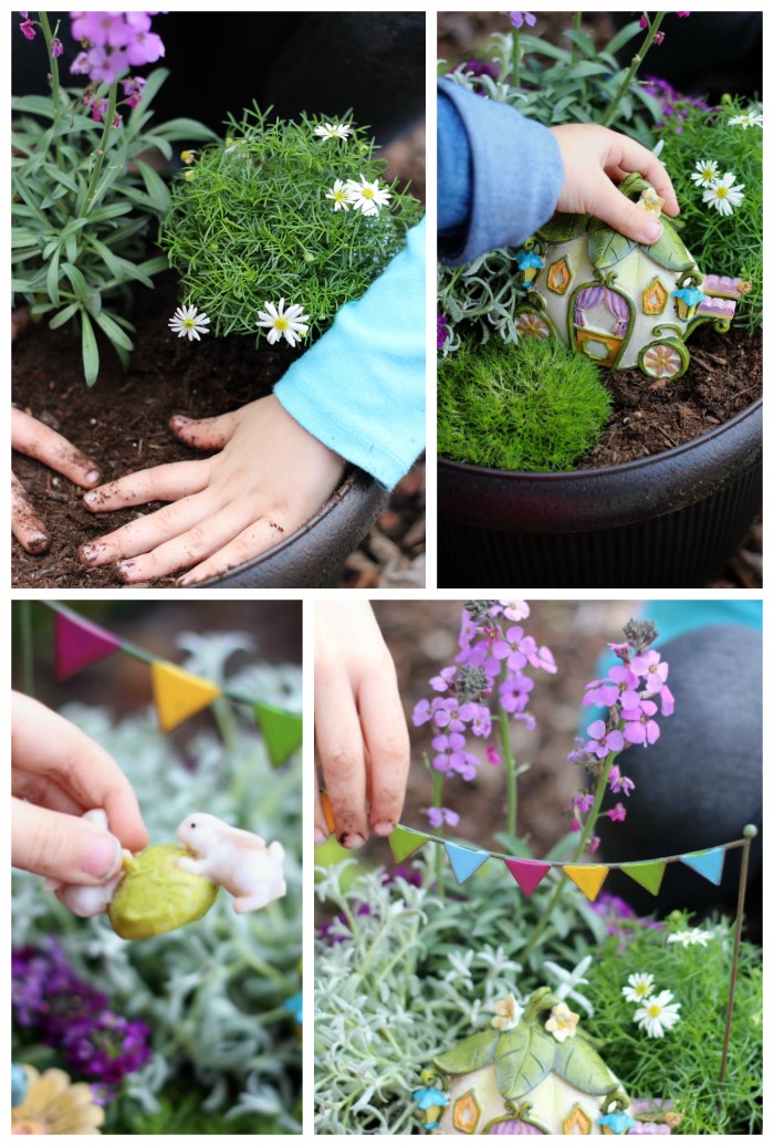 A darling fairy tale fairy garden, complete with a carriage! This little garden is what little girl dreams are made of. 