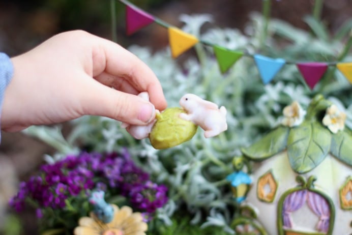 A darling fairy tale fairy garden, complete with a carriage! This little garden is what little girl dreams are made of. 