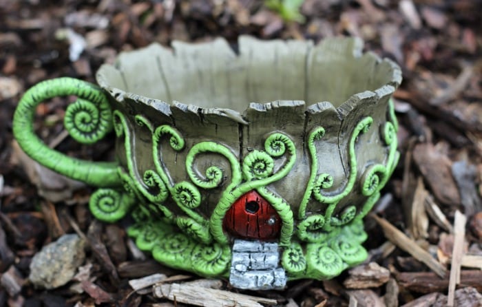 A whimsical fairy garden that will fit in the palm of your hand. This teacup fairy garden adds the perfect amount of magic to any windowsill or shelf!