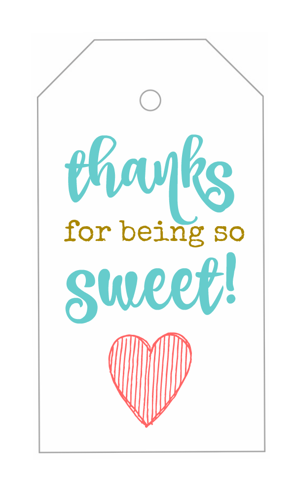 These "Thanks for Being so Sweet!" printable gift tags are the perfect addition to any 'Thank You' gift! Add one to a jar of candies, a bag of cookies, or a box of chocolates! An easy idea for Mother's Day, Teacher Appreciation, or as a thank you gift for a baby or bridal shower! 