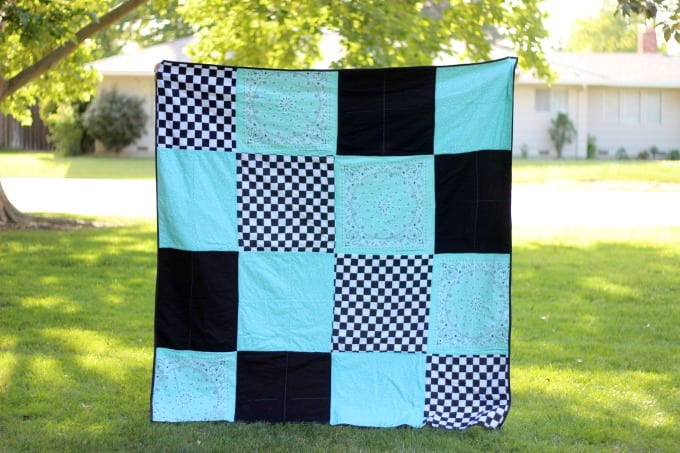 front of bandanna picnic blanket using 16 bandannas