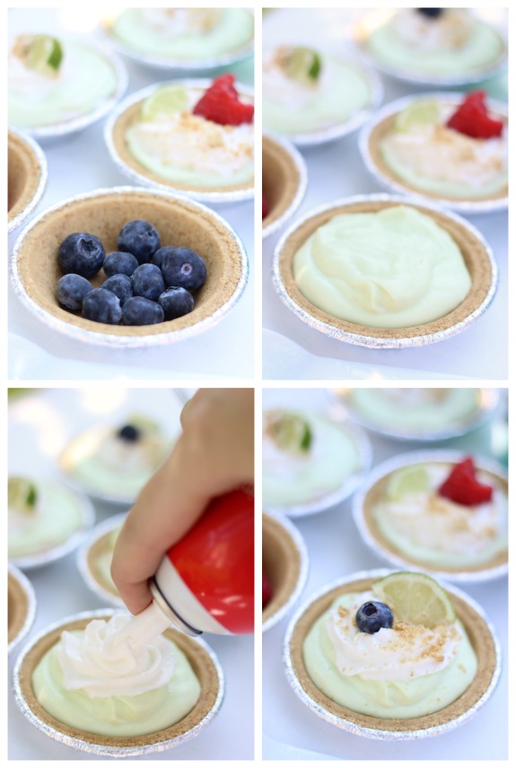 mini pie crusts full of fruit and lime yogurt