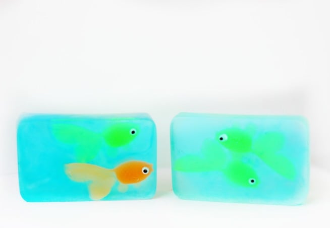 two blocks of glycerin fish soap