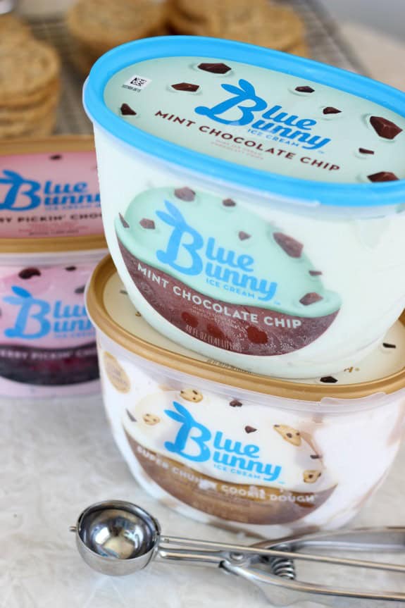 3 containers of ice cream
