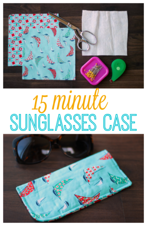 A 15 minute sunglasses case sewing tutorial! A great use of scrap fabric and a practical way to keep sunglasses scratch-free! What's in your pool bag?