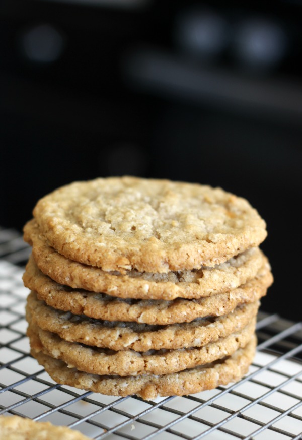 stack of baked oatmeal cookies