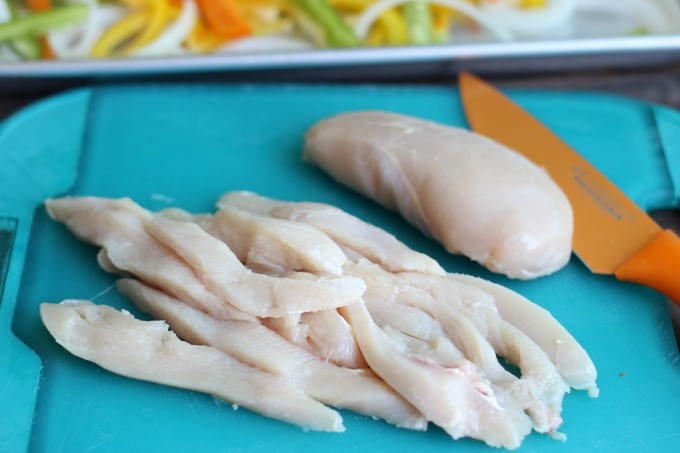 sliced chicken for oven fajitas