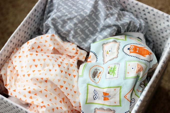 Here is a quick and easy DIY crib sheet that only takes 30 minutes to make. Make a few to keep on hand for baby gifts!