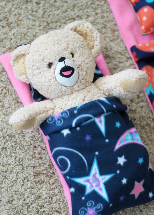 finished teddy bear sleeping bag