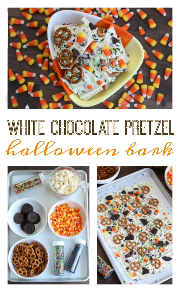 White Chocolate Pretzel Halloween Bark