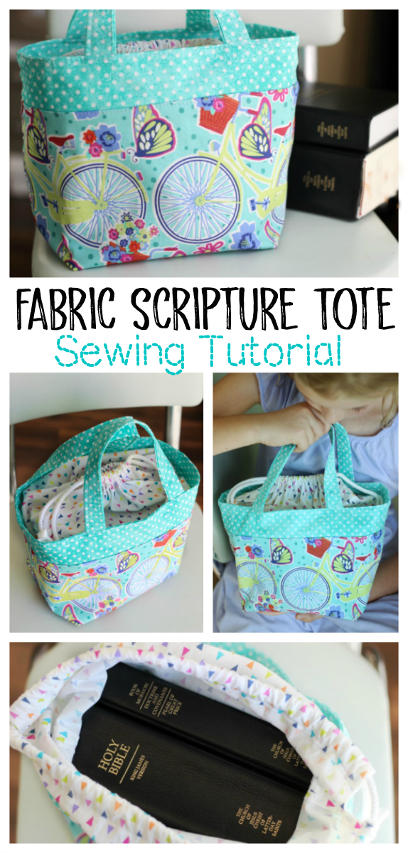 Fabric Scripture Tote with Drawstring Tutorial Gluesticks Blog