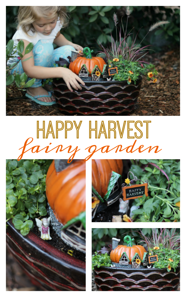 Create a beautiful fall fairy garden with the seasonal foliage of fall and a fairy garden pumpkin house!