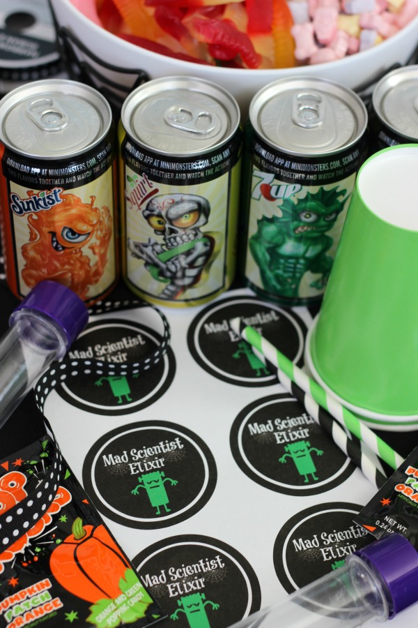 What do you get when you combine a mini can of soda and fizzing candy? A Mad Scientist Elixir that bubbles and is sure to unleash something frightful! These Mad Scientist party favors are sure to be a hit this year.