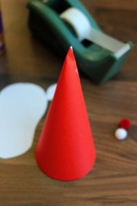 red paper rolled into cone shape