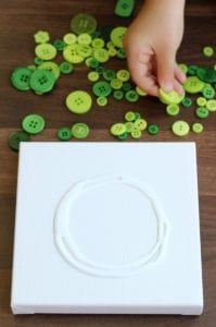 canvas with circle of glue