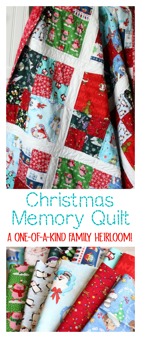 Make a Christmas quilt to pull out each year! Let the kids choose their favorite holiday fabrics to include and create a treasured family heirloom.