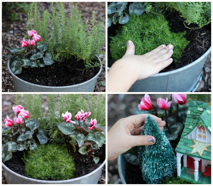 A beautiful Christmas fairy garden to brighten your porch or home this holiday season! Get the kids involved for a magical project that will last all season!