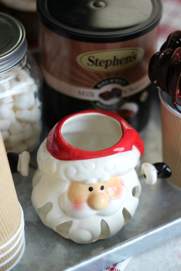 Set up a small hot cocoa bar as a centerpiece for the month of December! Perfect to fit on your kitchen table to enjoy a cup of warm cocoa whenever you'd like!