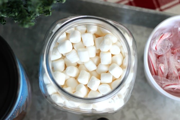 Set up a small hot cocoa bar as a centerpiece for the month of December! Perfect to fit on your kitchen table to enjoy a cup of warm cocoa whenever you'd like!