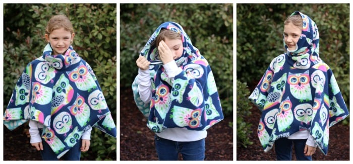 30-Minute Cowl Neck Fleece Poncho Tutorial - Gluesticks Blog