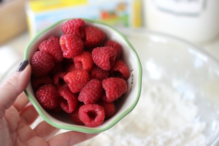 bowl of fresh raspberries for scones