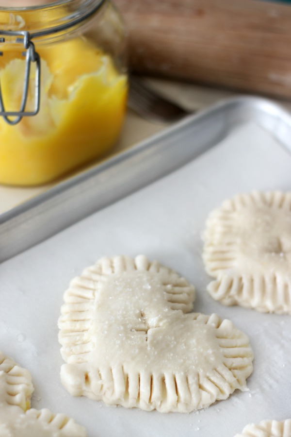 lemon curd hand pies ready to go in oven