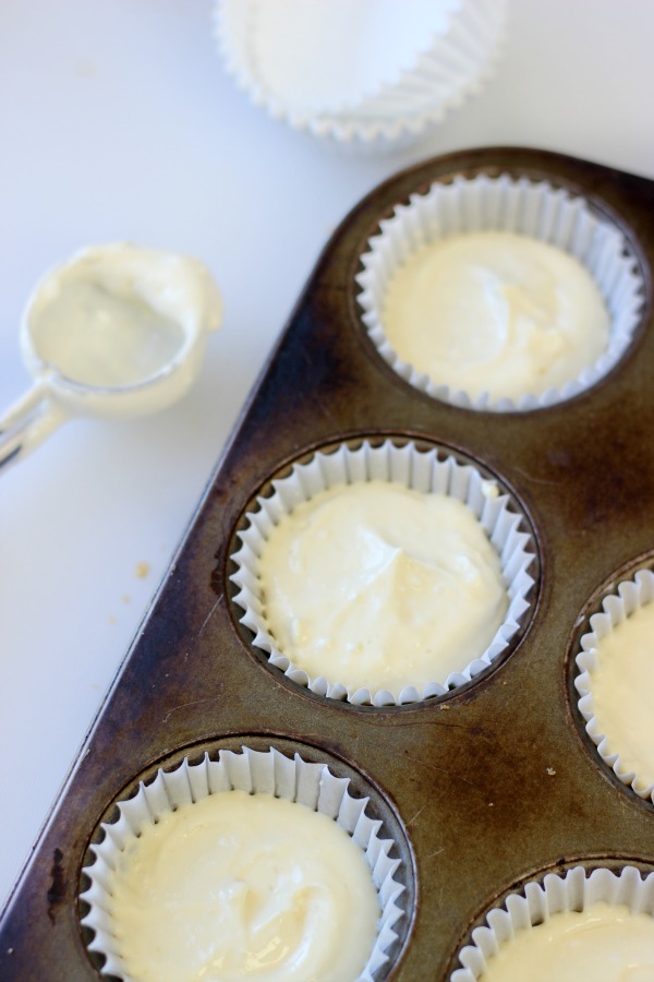 muffin cups filled with cheesecake batter