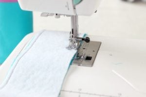 sew interfacing to strap sections