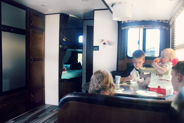 The perfect RV travel nursery for baby! It is compact, easy to fold and store, comes with a diaper station, bassinet insert, and lots of storage!  A great option for a summer on the road.