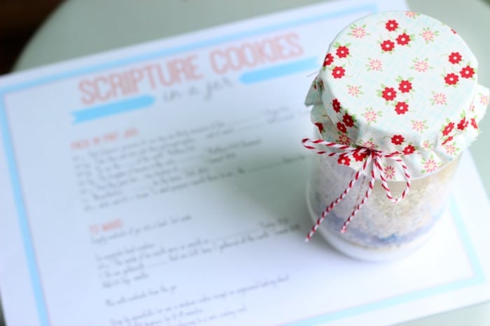 scripture cookies jar with printable worksheet