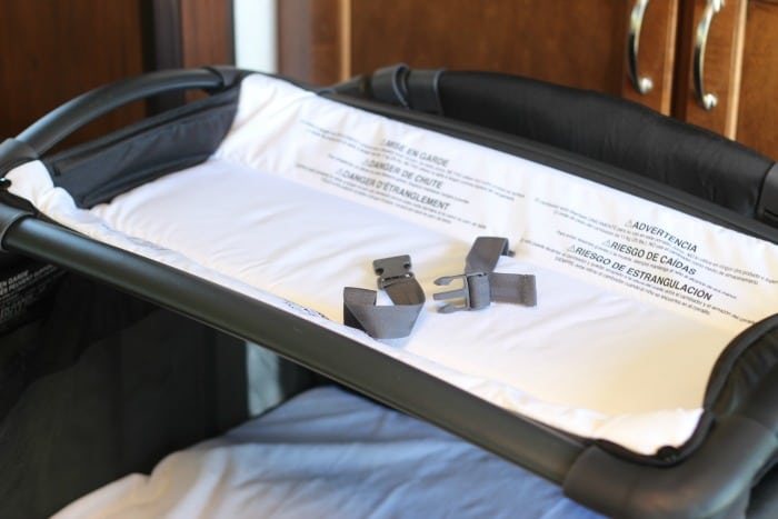 The perfect RV travel nursery for baby! It is compact, easy to fold and store, comes with a diaper station, bassinet insert, and lots of storage!  A great option for a summer on the road.