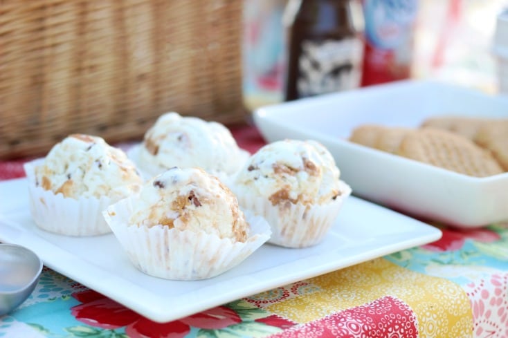 pre-scooped ice cream in muffin cups for cookie sundaes