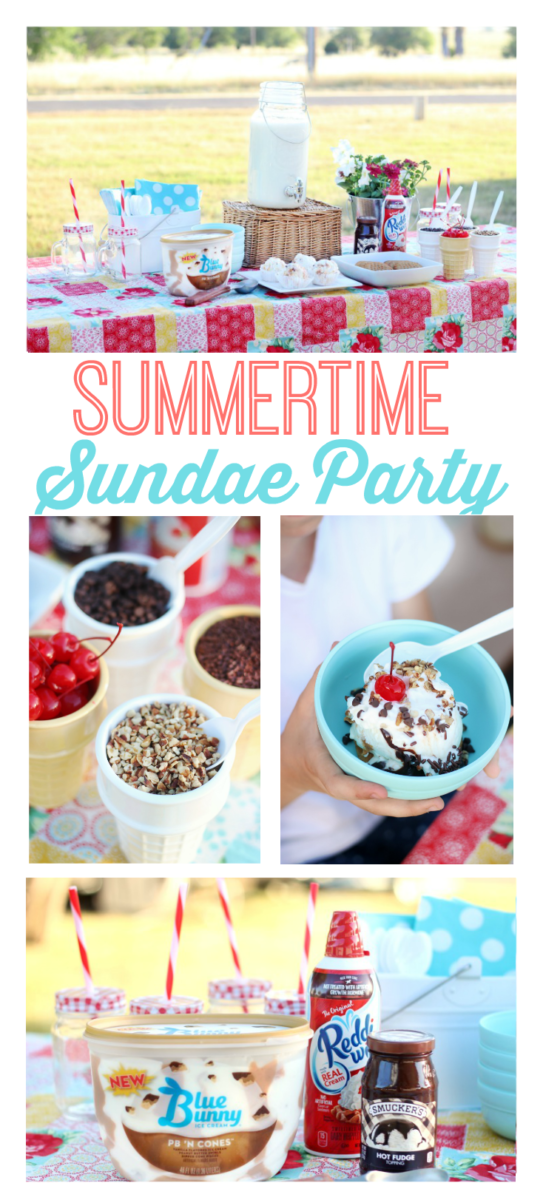 Celebrate summer and family time with an outdoor cookie sundae party! Peanut butter cookies, ice cream, and all the fixins'!