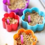 birdseed and gelatin setting up in cookie cutters