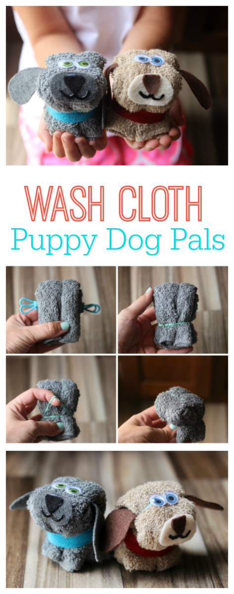 Turn a washcloth into a cozy little puppy friend with this simple no-sew puppy washcloth tutorial! Make a few of them to give as gifts.