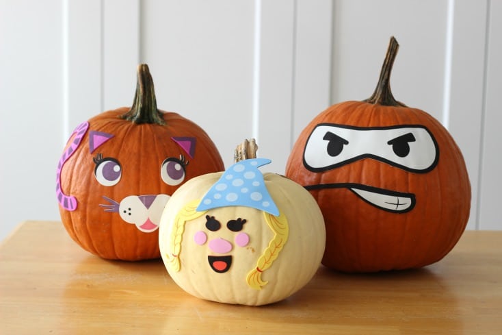 Don't wait until the week of Halloween to decorate your pumpkins! This peel and stick pumpkin decorating kits is so fun and peels right off when you are ready to carve! Great for parties and playdates too!