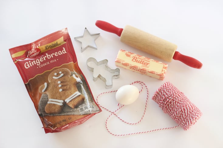 cookie mix, stick of butter, egg and rolling pin