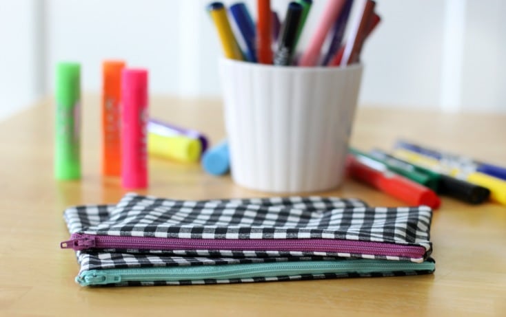 This zipper pencil pouch tutorial is such a quick and easy project and these pouches are useful for so many things! Pencils, markers, make up...anything! 