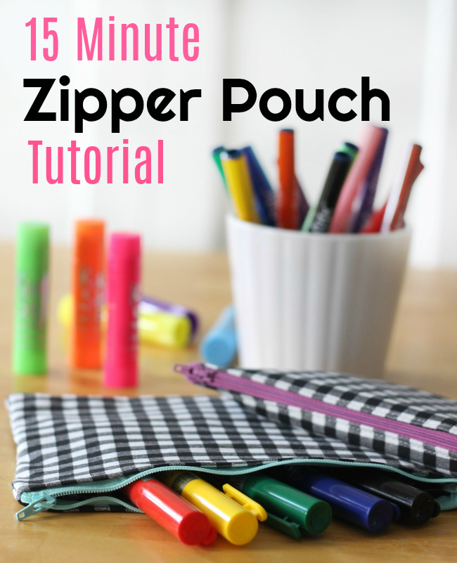 This zipper pencil pouch tutorial is such a quick and easy project and these pouches are useful for so many things! Pencils, markers, make up...anything! 