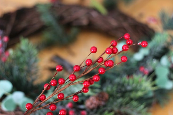 Make a gorgeous winter berry wreath for your front door with a few supplies from your local craft store. An easy to follow wreath tutorial and inexpensive way to add a touch of color and to your home this holiday season! 