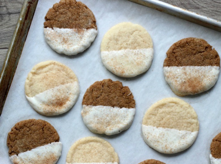 White chocolate Snickerdoodles and ginger snaps, and sprinkled with cinnamon and sugar. The perfect spiced cookie platter for the holidays!