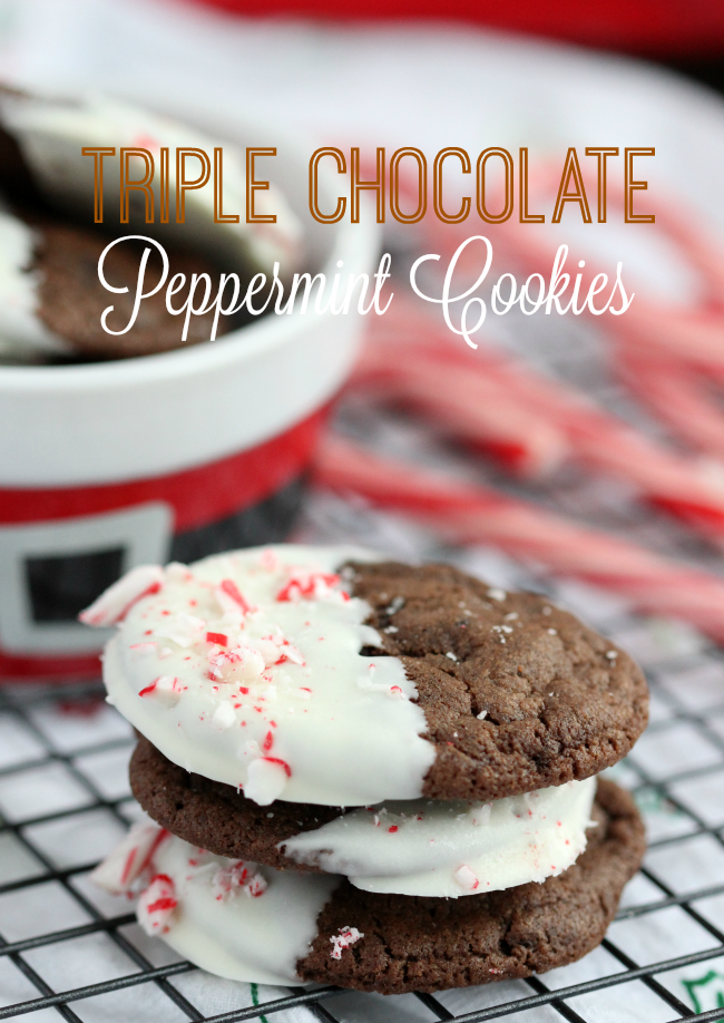 stack of chocolate peppermint cookies