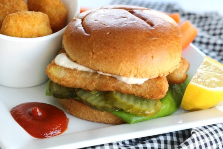 Mix up dinner with a delicious fish fillet sandwich. Family friendly, low fat, crispy and delicious! The perfect weeknight meal!