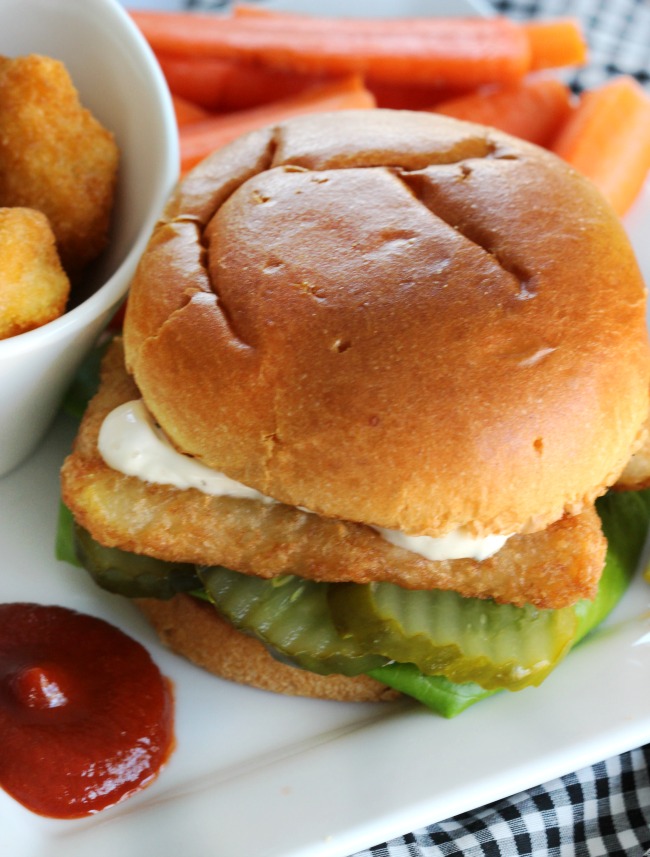 Mix up dinner with a delicious fish fillet sandwich. Family friendly, low fat, crispy and delicious! The perfect weeknight meal!